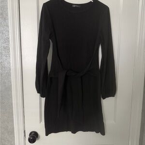 Amazon Black Long Sleeve Dress with Waist Tie